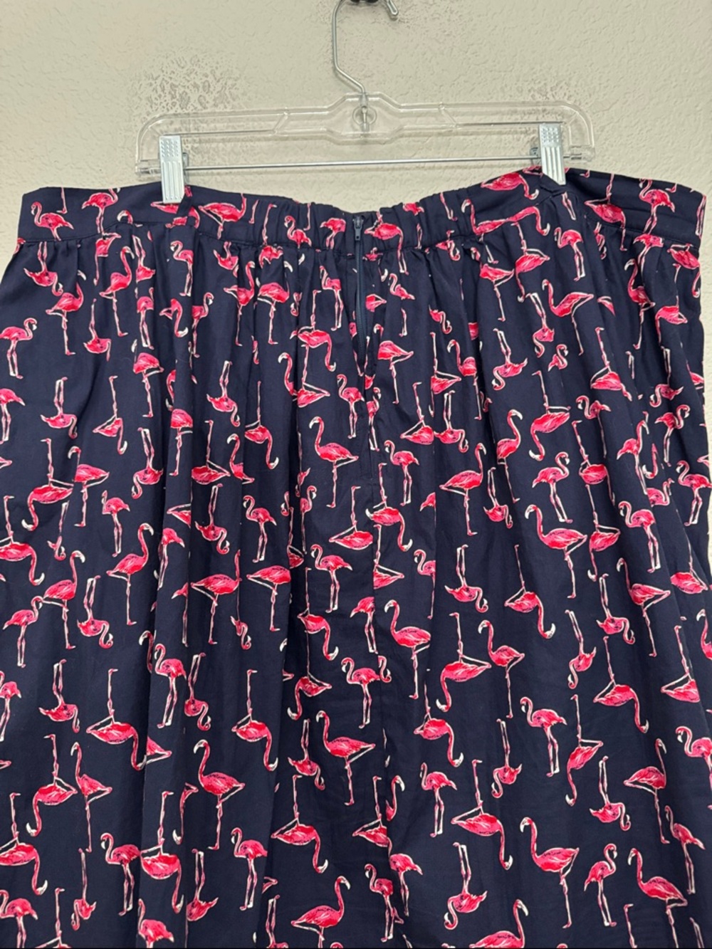 Modcloth Flamingo Print Skirt Navy Blue Size 2X Cotton Lined - Picture 8 of 12